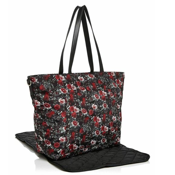 Rebecca Minkoff Baby Diaper Bag Black Nylon Large Floral Tote w/ Changing Pad - Picture 4 of 9